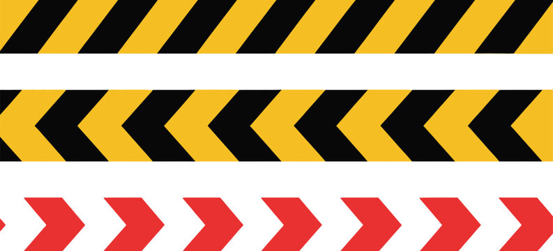 Hazard tape seamless vector pattern featuring warning stripes, safety barriers, restricted area markings, caution design, and industrial security background illustration.