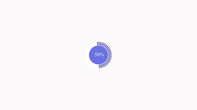 Work finishing solid blue dashed circle percent loading animation. Payment processing animated percentage progress indicator for light theme. Circular loader icon. HD video with alpha channel