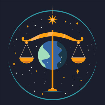 Libra zodiac sign, colorful illustration