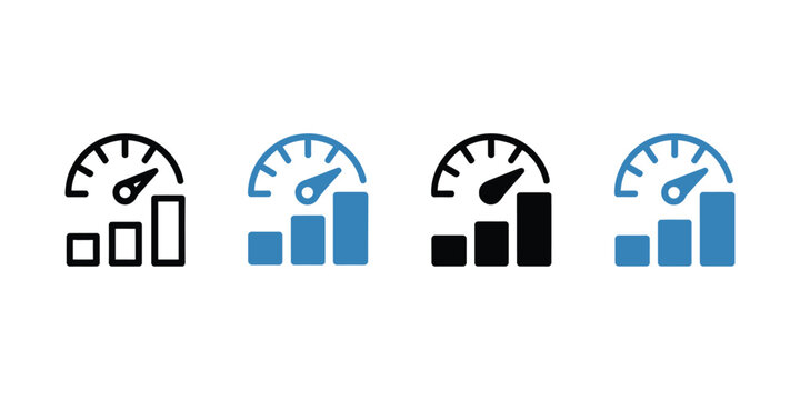 KPI vector icons featuring key performance indicators, analytics metrics, business growth measurement, dashboard monitoring, and flat design for reporting.