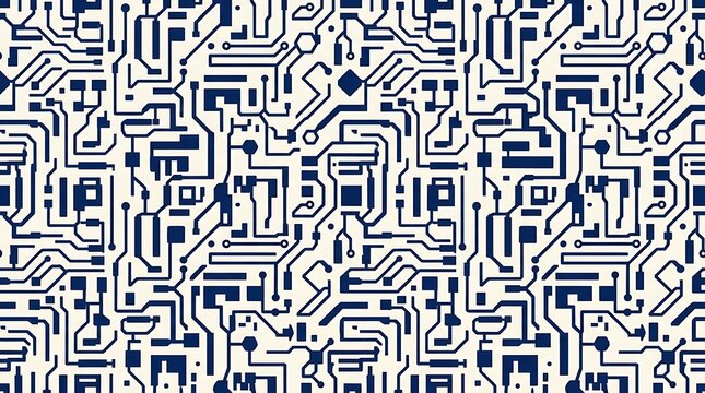 Blue electronic circuit board pattern seamless technology background