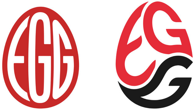 Creative egg  lettermark icons logo template in red and black isolated on transparent background abstract vector illustration 