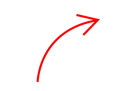 Red curved arrow icon line pointer direction symbol png file with transparent background