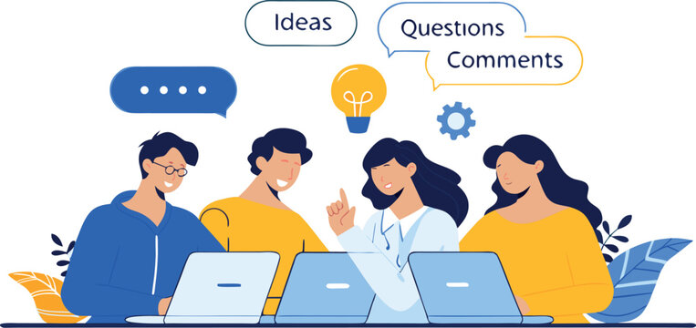 Team collaboration and brainstorming concept
