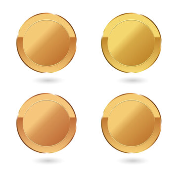 Golden coins on a transparent background for finance or luxury design