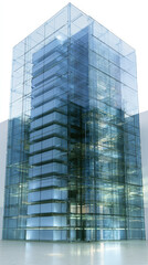 Fototapeta premium Transparent Glass Data Center Building on White Background