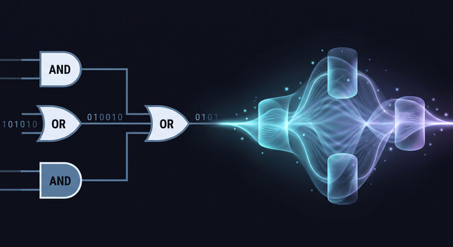 From Logic Gates to Quantum Circuits Symbolizing the Future of Computing