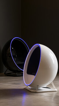 Pair of Oval Smart Mirrors with Glowing Edges