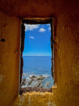 Sea view from a castle window.