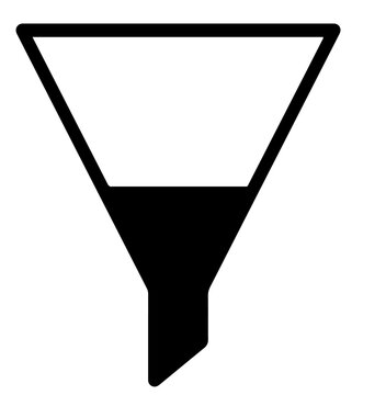 Funnel icon for marketing and sales processes representing lead generation and filtering with marketing