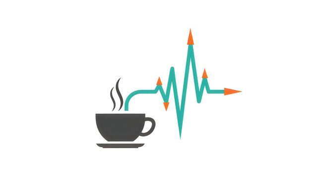 Coffee Cup with Heartbeat EKG Line for Caffeine Energy Concept
