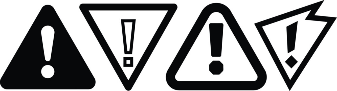 WebWarning Creative Warning Triangle Exclamation Danger Hazard Safety Icon Set VectorTriangle Exclamation Mark Hazard Alert Danger Icon Set Vector Silhouette
