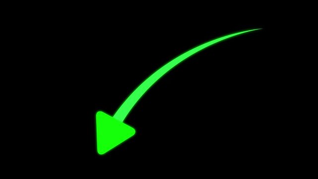 &nbsp; arrow conveys decline, decrease, or downward movement, often used in visuals related to loss, reduction, on black background.4k video
