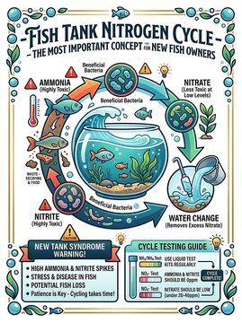 Aquarium nitrogen cycle diagram for fish tank maintenance