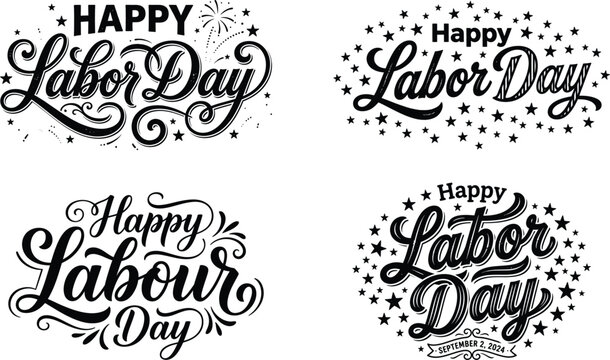 Labor Day Calligraphy Vector Graphics for Holiday Celebrations
