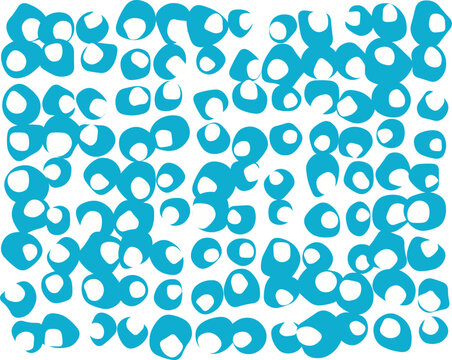 Abstract pattern with repeating blue circles and organic shapes on a simple textured background isolated on transparent background, Vector