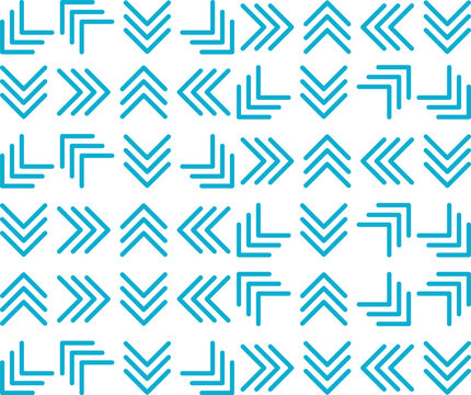 Set of colorful blue and green arrow symbols pointing in various directions for web navigation isolated on transparent background, Vector