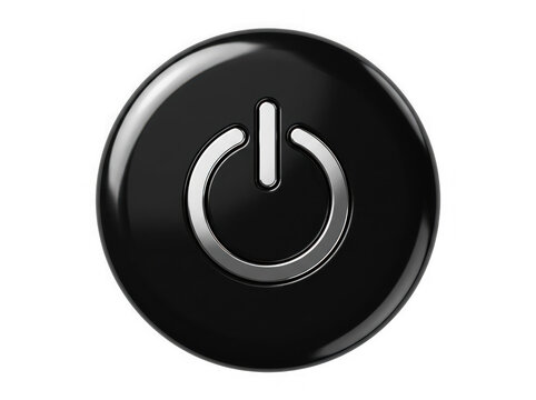 Black power button icon isolated on transparent background