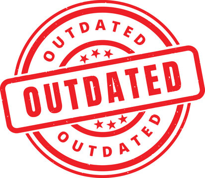 OUTDATED red rubber stamp text