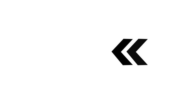 Arrow icon concept animation right to left direction looping arrow loading and navigation symbol,Left arrow moving for road direction on white background.
