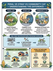 Naklejka premium Educational guide on feral stray and community cat management