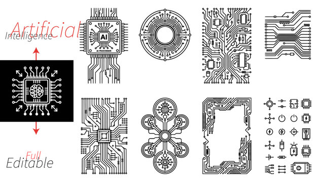 Technology circuit board texture, circle line dots connection. Electronic motherboard illustration. data, electrical board, cpu. Innovative Electronic Network. Technology background, design elements
