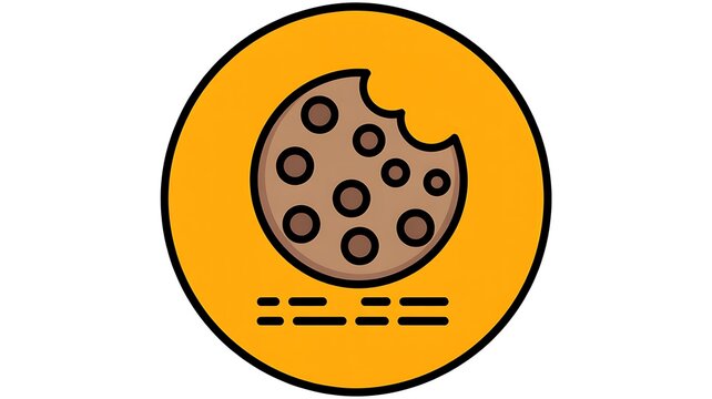 Chocolate chip cookie icon on orange circle