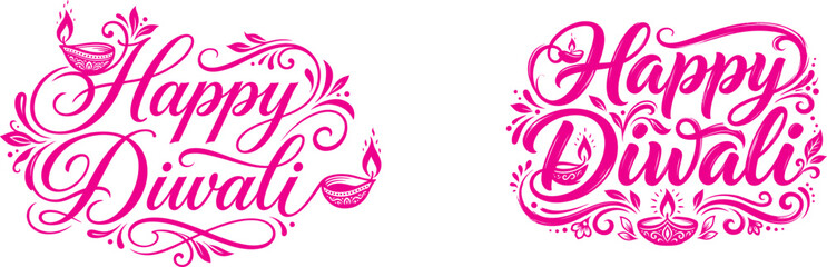 Happy diwali day elegant pink calligraphy greetings for festive celebrations © Ragia