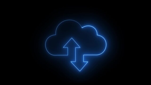 Upload icon blue color symbol vector image for element design graphic .on black background. 4k video