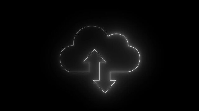 Upload icon white color symbol vector image for element design graphic .on black background. 4k video