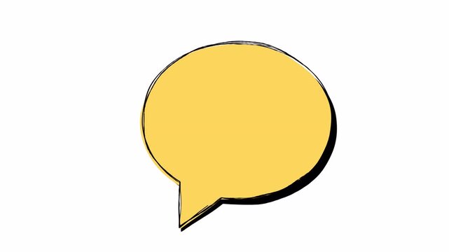 Hand drawn sketch of oval speech bubble badge video frame isolated on transparent background alpha channel