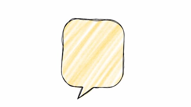 Hand drawn sketch of speech bubble badge video frame isolated on transparent background alpha channel