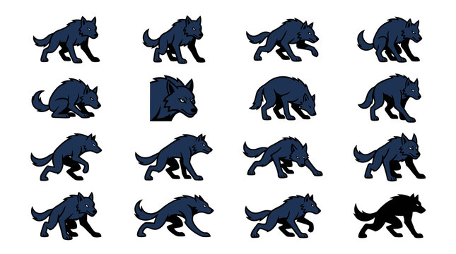 Dynamic wolf and predator silhouette icons.