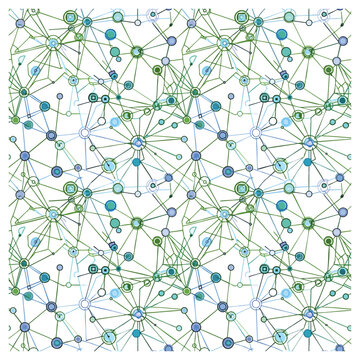 Intricate abstract network pattern with interconnected glowing nodes on a light background, concept for digital communication, technology innovation, and modern design elements in web graphics,