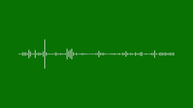 Audio waveform spectrum animation.Sound wave audio spectrum green background.4k audio animation,White sound waves meter- Lines audio wave visualisation.