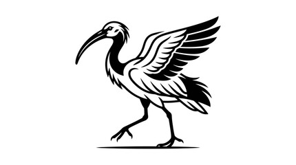 Obraz premium Elegant Ibis Bird Silhouette, Stylized Vector Illustration, White Background