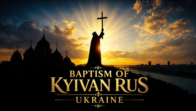 Baptism of kyivan rus ukraine cultural and historical anniversary celebration silhouette