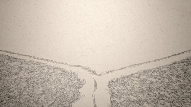 Fork in the road split into two paths with textured ground