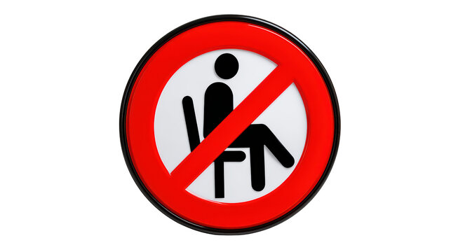 No Sitting Prohibition Sign Isolated on Transparent Background