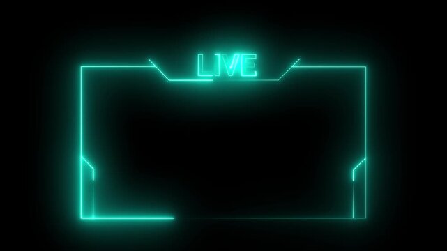 live streaming neon text frame animation box frame neon frame live streaming game live Stream overlay animation for live streaming video Titles futuristic hud frame with facecam. 4k motion video.