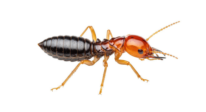Red and black ant crawling on a clean surface