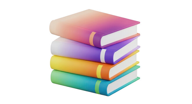 Stacked colorful books with rainbow gradient effect