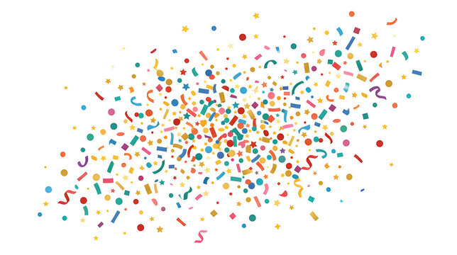 Festive confetti and tiny stars, premium flat vector illustration, isolated on white background