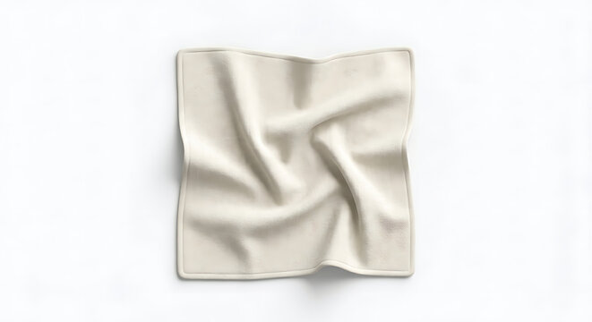 Crinkled white fabric with green edge.