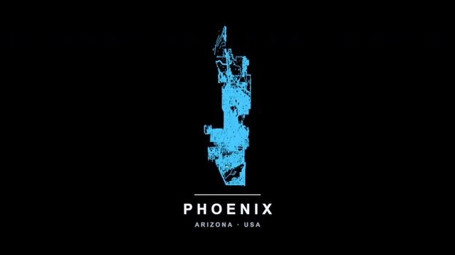 Phoenix City Line Map Self Drawing Animated Overlay, Alpha 4K