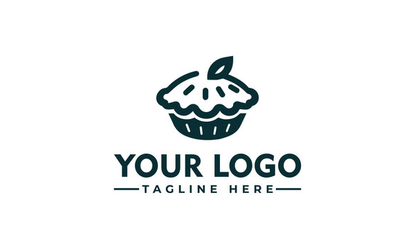 Minimalist Pie Dessert Icon Black and White Vector Illustration