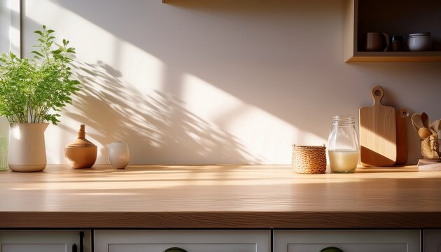 kitchen counter natural light soft shadows realistic style