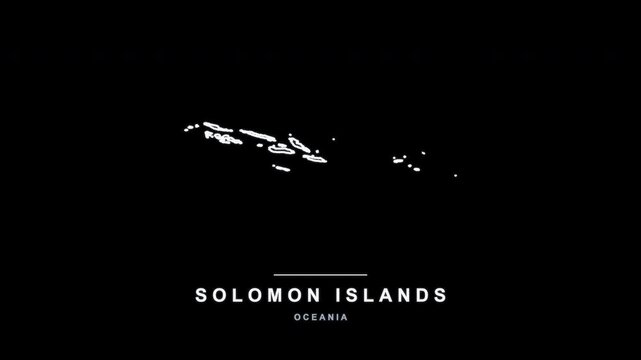 Solomon Islands Country Line Map Self Drawing Animated, Alpha 4K