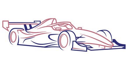 Obraz premium Sketch of a red and blue formula one race car with a large rear wing