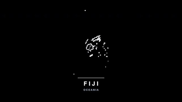 Fiji Country Line Map Self Drawing Animated Overlay, Alpha 4K